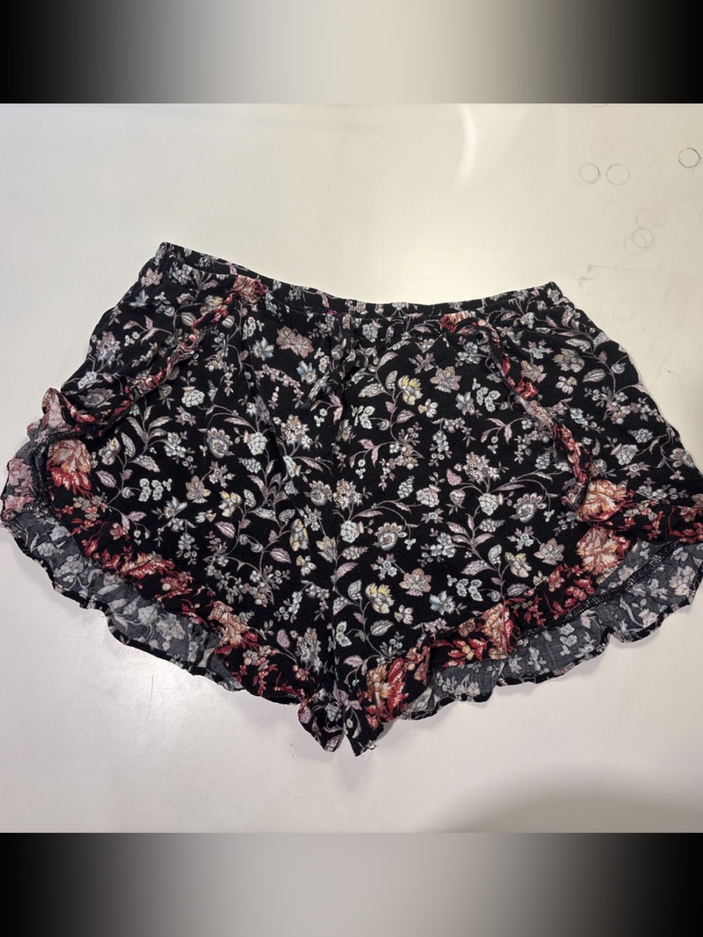 Black floral shorts